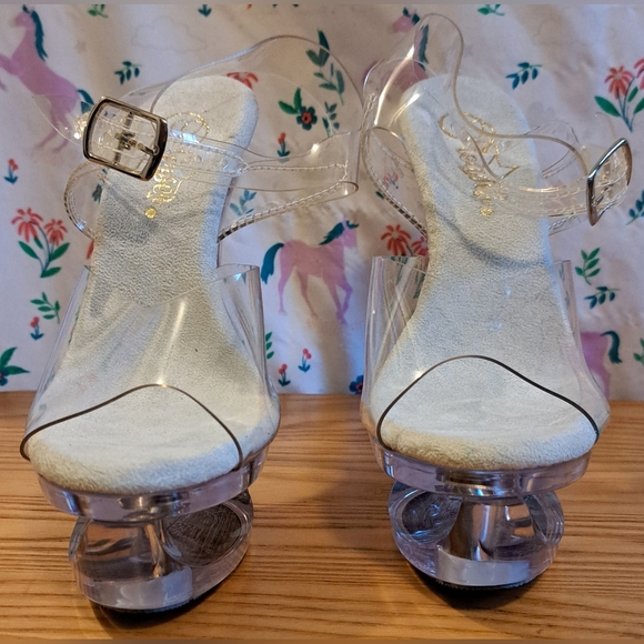 Pleaser Eclipse Clear Strappy Stripper Dance Sexy Platform High Heel Shoe SZ 5 - Picture 2 of 8